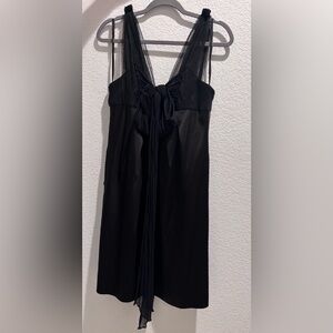 BCBG Maxazria Black Dress with Lace Sleeves and Bow